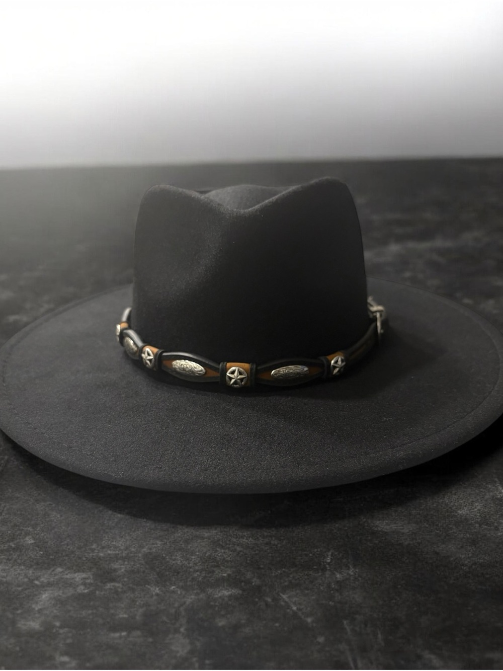 Black Felt Western Hat with Concho Band